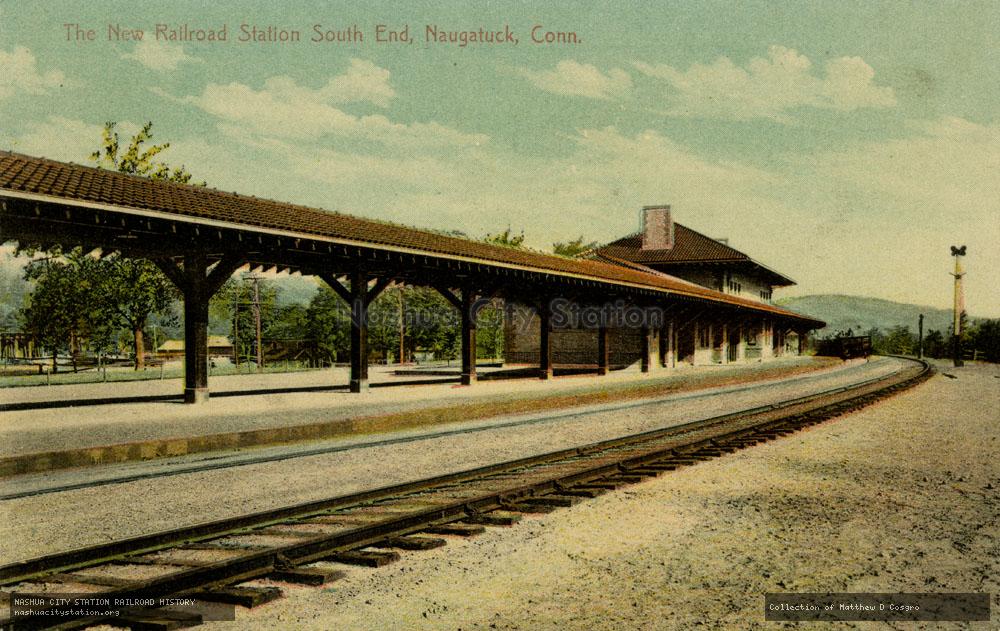 Postcard: The New Railroad Station South End, Naugatuck, Connecticut